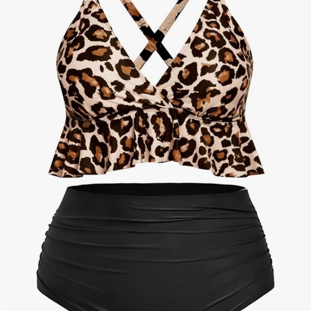 Younique Leopard Print High-Waisted Tankini